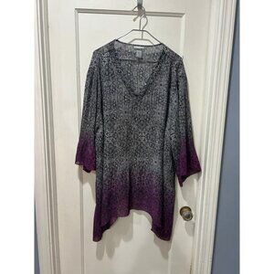 Catherines 4X 30/32W black white purple boho tunic